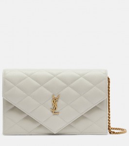 ЖЕНСКАЯ КОЖАНАЯ СУМКА КЛАТЧ SAINT LAURENT  БЕЛАЯ