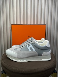 МУЖСКИЕ КОЖАНЫЕ КРОССОВКИ HERMES БЕЛЫЕ