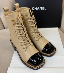 ЖЕНСКИЕ БОТИНКИ ИЗ КОЖИ CHANEL БЕЖЕВЫЕ
