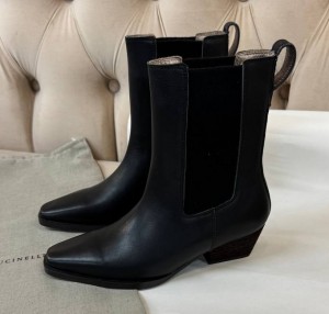 КОЖАНЫЕ БОТИЛЬОНЫ BRUNELLO CUCINELLI ЧЕРНЫЕ