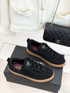 ЖЕНСКИЕ ЗАМШЕВЫЕ КЕДЫ CHANEL ЧЕРНЫЕ