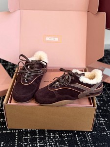 ЖЕНСКИЕ ЗАМШЕВЫЕ КРОССОВКИ MIU MIU ШОКОЛАДНЫЕ