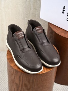 МУЖСКИЕ КОЖАНЫЕ КРОССОВКИ БЕЗ ШНУРКОВ BERLUTI ШОКОЛАДНЫЕ