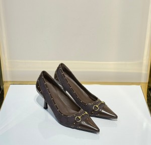 ЖЕНСКИЕ ТЕКСТИЛЬНЫЕ ТУФЛИ GUCCI ШОКОЛАДНЫЕ