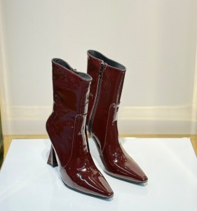 ЖЕНСКИЕ ЛАКИРОВАНЫЕ БОТИЛЬОНЫ SAINT LAURENT БОРДОВЫЕ