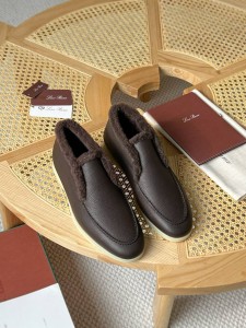 МУЖСКИЕ КОЖАНЫЕ БОТИНКИ С МЕХОМ LORO PIANA ШОКОЛАДНЫЕ МУЖСКИЕ КОЖАНЫЕ БОТИНКИ С МЕХОМ LORO PIANA ШОКОЛАДНЫЕ