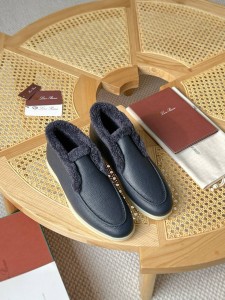 МУЖСКИЕ КОЖАНЫЕ БОТИНКИ С МЕХОМ LORO PIANA СИНИЕ МУЖСКИЕ КОЖАНЫЕ БОТИНКИ С МЕХОМ LORO PIANA СИНИЕ