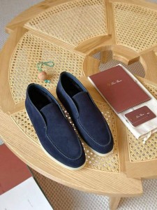 МУЖСКИЕ ЗАМШЕВЫЕ БОТИНКИ С МЕХОМ  LORO PIANA СИНИЕ