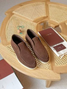 МУЖСКИЕ ЗАМШЕВЫЕ БОТИНКИ С МЕХОМ  LORO PIANA КОРИЧНЕВЫЕ