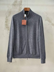 МУЖСКОЙ КАШЕМИРОВЫЙ КАРДИГАН НА МОЛНИИ LORO PIANA СЕРЫЙ