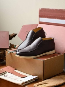 МУЖСКИЕ КОЖАНЫЕ БОТИНКИ LORO PIANA ШОКОЛАДНЫЕ