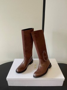 ЖЕНСКИЕ КОМБИНИРОВАНЫЕ САПОГИ CHRISTIAN DIOR КОРИЧНЕВЫЕ